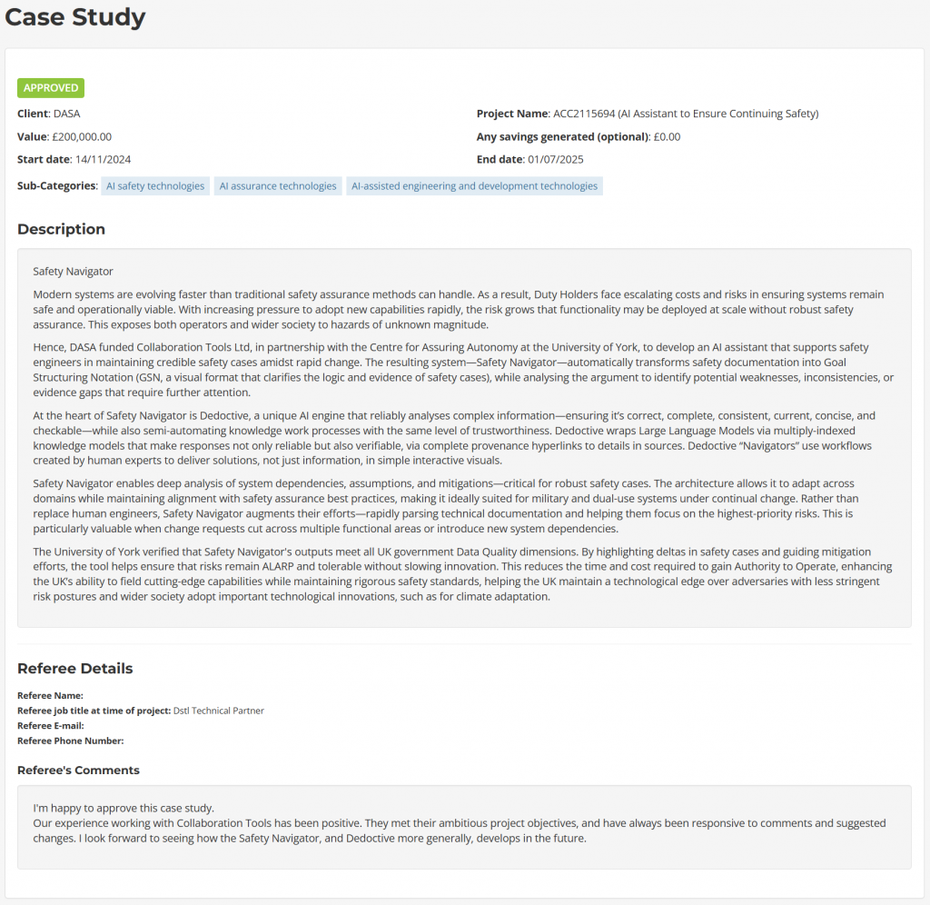 Safety Navigator Case Study (MoD)
